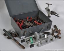 A collection of vintage tools etc to include clamps, whittling tools, taps,