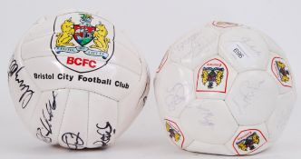 BRISTOL CITY: Two original autographed signed BCFC Footballs.