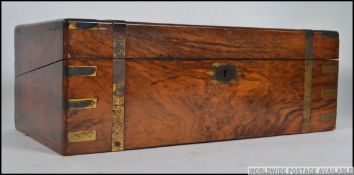 A good quality walnut 19th century Victorian writing slope having gilt tooled writing surface with