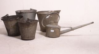 A collection of galvanised metal mid century Gardenalia to include watering cans, buckets etc.