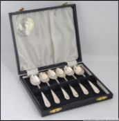A silver hallmarked cased set of 6 teaspoons by James Dixon & Sons, Sheffield 1975.
