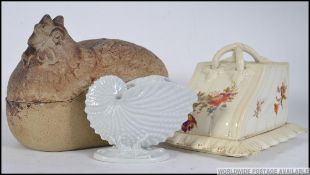 A small collection of ceramics to include a Victorian Spode spoon warmer,