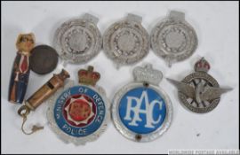 A collection of vintage automobile badges - car badges to include in Ministry of Defence Police,