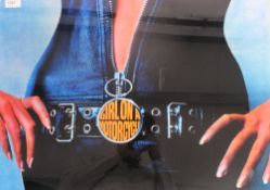 A fantastic retro / vintage style picture of a girl riding upon a motorcycle. Measures: 47cm x 65cm.