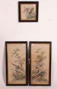 A collection of 3 framed and glazed Chinese silk paintings.