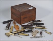 A good collection of vintage pen knives / penknives to include horn handled etc ( see multiple