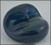 An unusual studio art glass paperweight / dump acid etched to the bottom BT 81. Measures: 8cm L.
