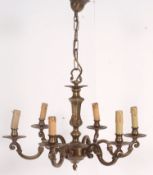 An 19th Century Style Brass Six Branch electric Chandelier.