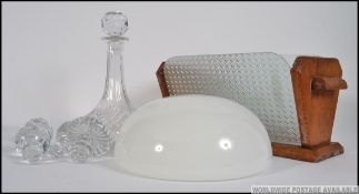 A mixed lot to include a good crystal ships decanter and 4x stoppers,