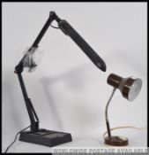 A 20th century black anglepoise Industrial style desk lamp together with a retro 1970's goose neck