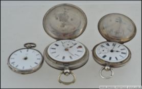 3 silver pocket watches to include Dupin Geneve and 2 silver full hunter pocket watches ( all af )