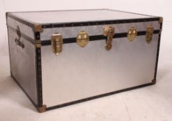 A very large 20th century silvered travelling / flight case,