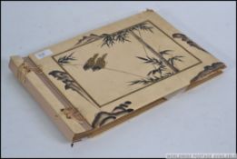 HONG KONG; Photo album with attractive Oriental style cream cover featuring birds & bamboo.