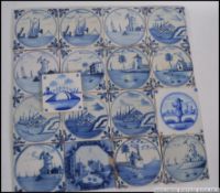 WITHDRAWN A collection of 17x antique 18th century Delft tiles,