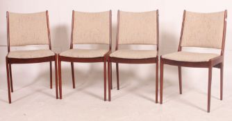 A set of 4 1970's teak Danish dining chairs believed Johannes Andersen for Uldum Mobelfabrik.