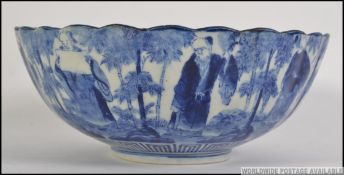 A late 19th / early 20th century Chinese blue and white bowl,