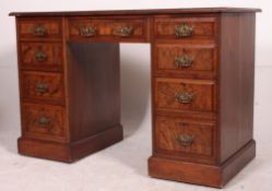 A good 20th century reproduction burr walnut twin pedestal desk knee hole desk,