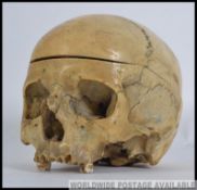 An early 20th century medical human skull together with a spare jaw bone and other associated bones.