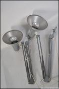 A pair of 20th century industrial HCF Denmark clamp on anglepoise lamps in grey, late 20th century .