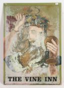 A large mid 20th century pub sign - advertising sign of metal form with original paintwork and