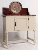 A 1930's painted shabby chic oak and marble top washstand.
