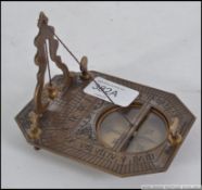 Butterfield style pattern portable horizontal compass sundial stamped to the base Fox Of London
