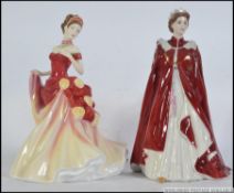 A Royal Worcester ceramic figurine ' In Celebration of the Queens 80th Birthday ' together with a