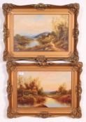 Jennings; 20th century; A pair of framed oil on board paintings of country scenes.