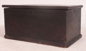 A Victorian pine blanket box chest having plinth base with hinged top having open storage within.