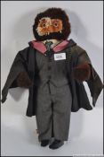 Vintage retro toy owl doll , complete with school masters outfit - missing one shoe .