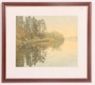 A signed lithograph print by Kenneth Leech entitled Fir Island.