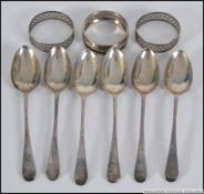 A set of 6 Hallmarked silver tea spoons by William Eley & William Fearn 4 with date letter M one