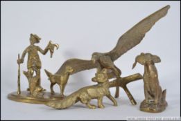 A collection of 20th century brasswares to include a hunting dog, eagle, fox etc. Please see images.