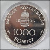 A silver large proof coin - European Union 1000 Forint 1995