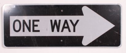 An Industrial 20th century American ONE WAY road sign,