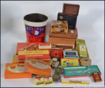 A collection of vintage and retro advertising tins / boxes to include Cadburys , Thermogene ,