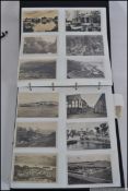 Collection of 340 Black & White REAL PHOTO British topo type standard size postcards in large ring