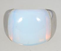 A Calvin Klein Ellipse Moonstone white metal ring . Marked CK and B8. Size P.5.