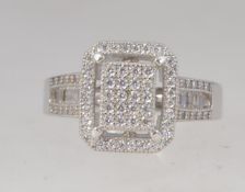 A 925 Art Deco style silver ring with pave set CZ to gallery and shoulders. SizeN . Weight 4.4g.