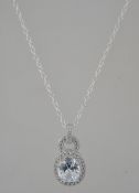 A 20th century 18ladies silver and cz adorned pendant necklace and chain set.