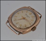 A vintage 9ct gold 17 jewel Helvetia watch marked 375. Weight 16g.