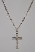 A 925 silver pendant necklace with CZ set crucifix pendant. Marked 925 Italy.