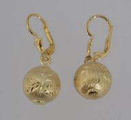 A pair of 925 gilt Italian plated silver drop ball earrings.Marked 925 Italy with leaver backs.