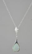 A silver and opalite ladies necklace and pendant combination,
