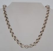A chunky heavy 925 silver chain link necklace with lobster claw clasp. Marked 925 .