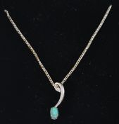 A 925 silver 18ct gold plated and opal pendant necklace by Lovelle.