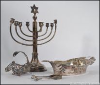 A collection of silver and plated items