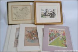 Mixed lot of mounted prints featuring mo
