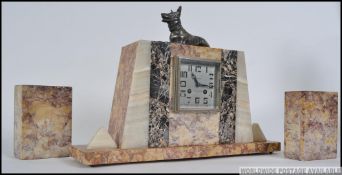A 1930's Art Deco French marble 3 piece