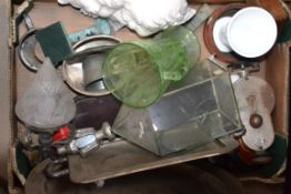 A mixed lot to include vintage trays , 20th Century lantern , plaster cherubs etc.